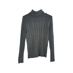 St Johns Bay Size Medium Women's Knit Turtleneck Sweater Gray Used